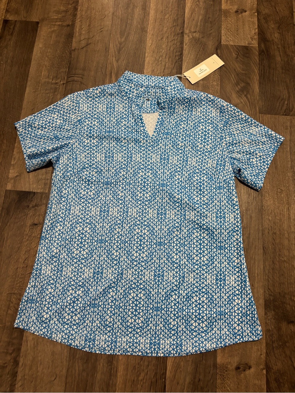Women's Blue Geometric Short-Sleeve Tee